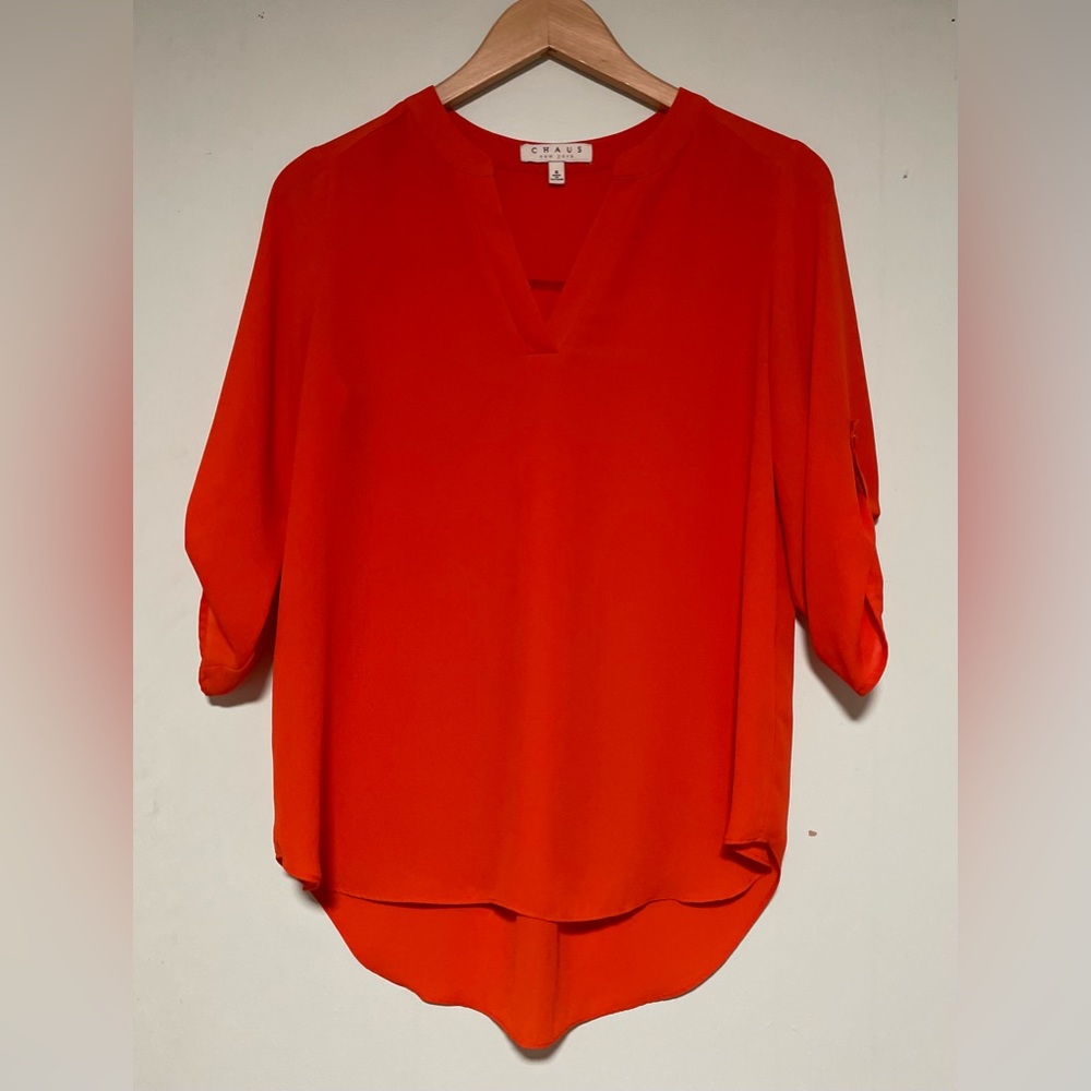 CHAUS 3/4 Sleeve Orange Blouse size S